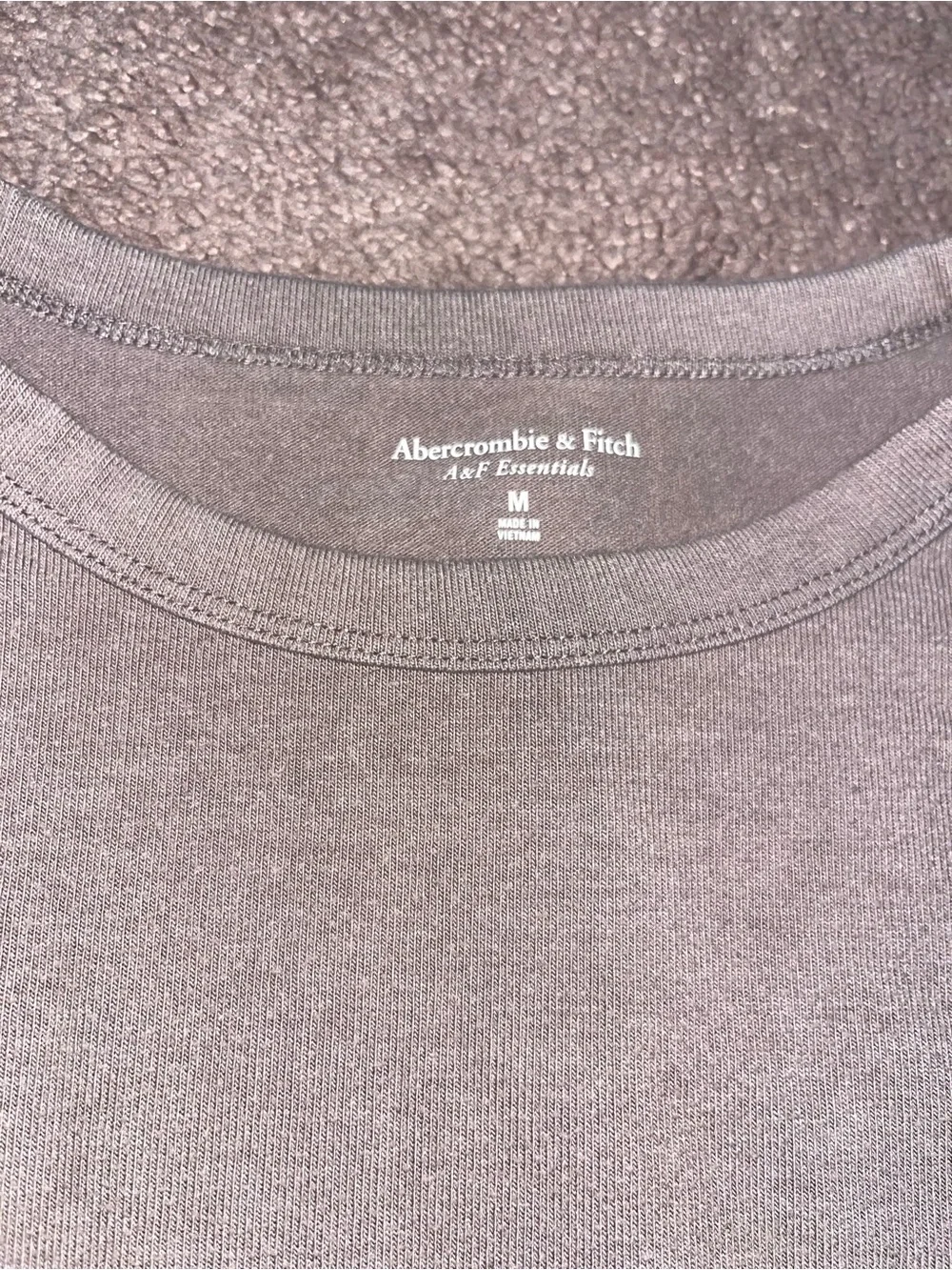 Abercrombie Essential Long-Sleeve Crewneck Top in Taupe Size Medium